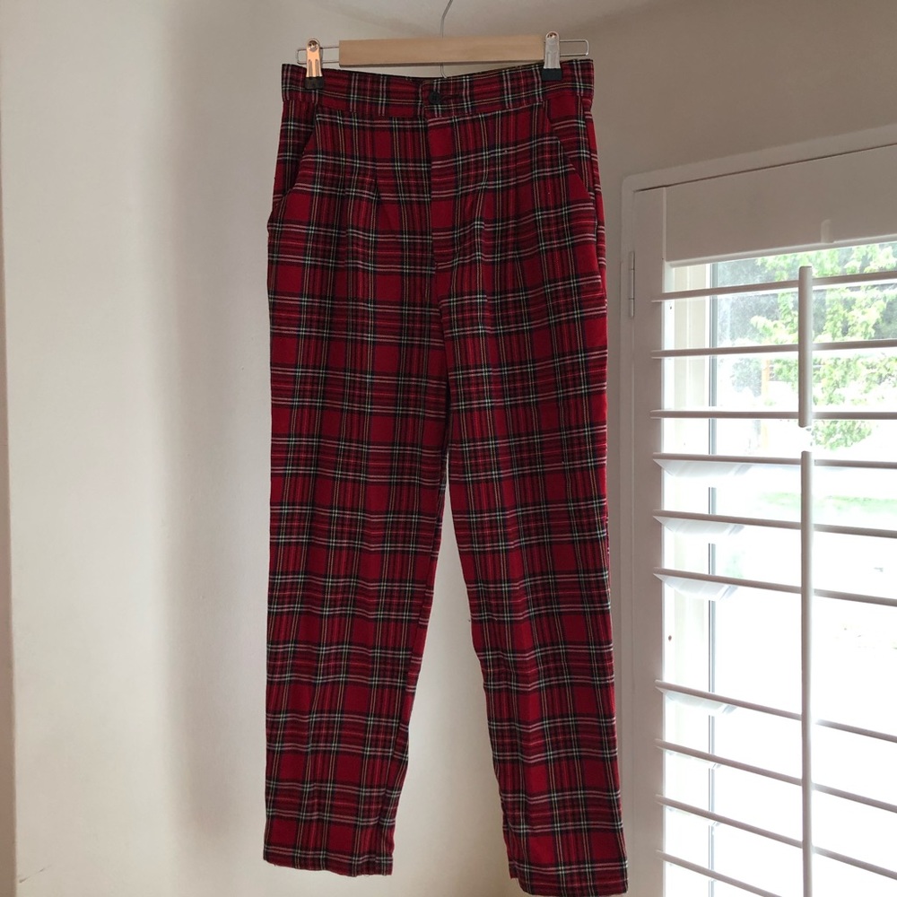 Plaid red vintage pants